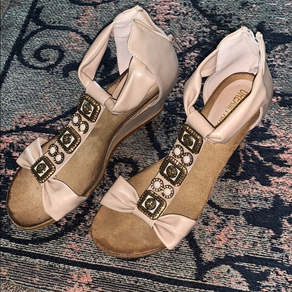 Beaded Sandal with small Wedge Heel